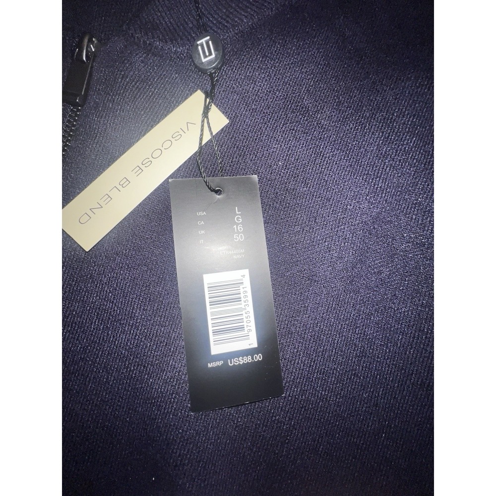 Elie Tahari Mens Full-Zip Knit Bomber Cardigan Navy Blue Large ETR44405M NWT - Picture 7 of 8